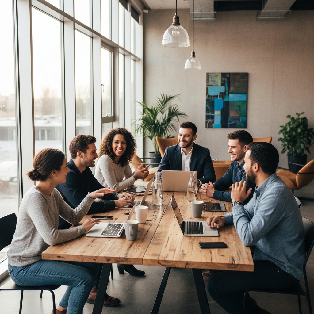 Zespół Lebeta w biurze na Polnej 28 w Warszawie